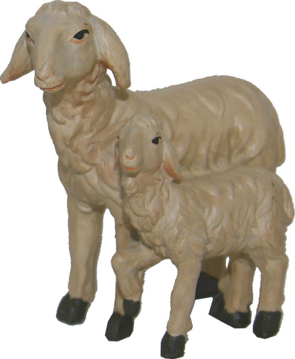 FADEDA Doppelschaf   / Höhe:4 cm / handbemalt / detailgetreue Krippen Figuren - Weihnachten Tisch Dekoration Krippe Zubehör
