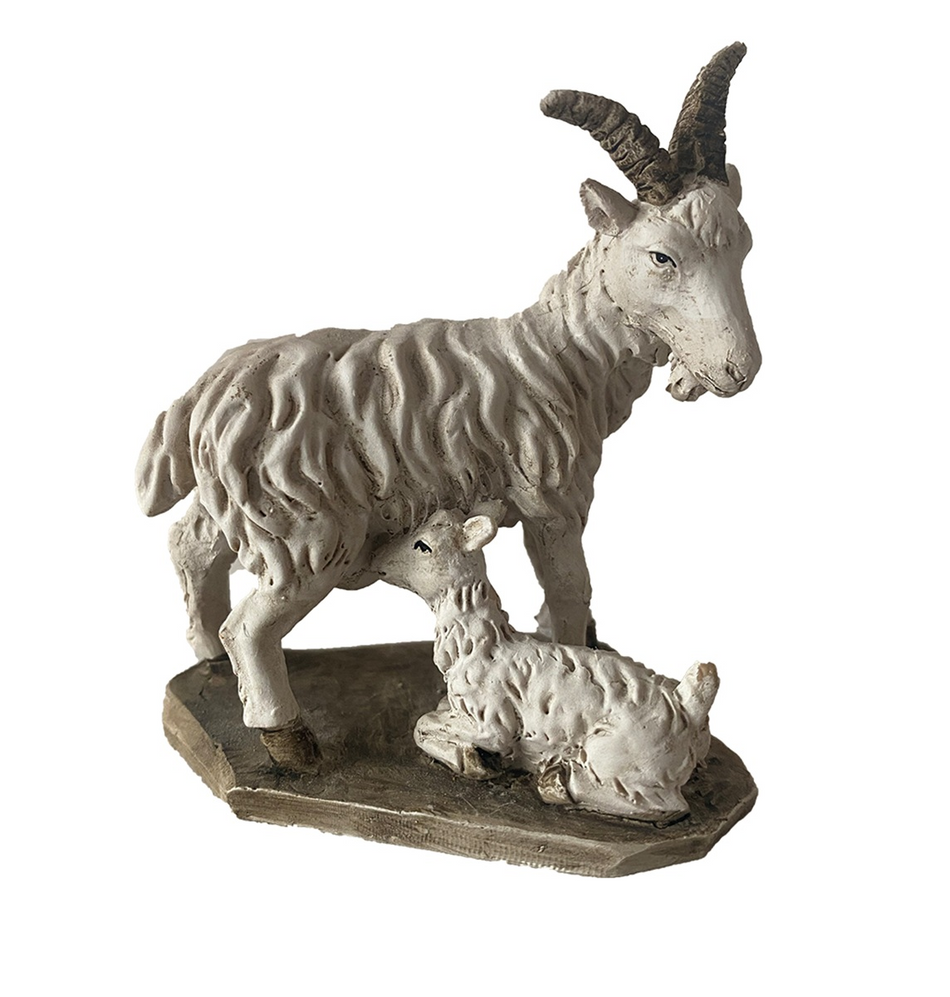 2x FADEDA Ziege mit Zicklein / Höhe:7,6 cm / handbemalt / detailgetreue Krippen Figuren - Weihnachten Tisch Dekoration Krippe Zubehör