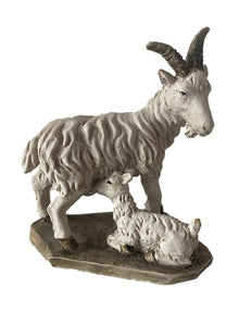 2x FADEDA Ziege mit Zicklein / Höhe:6 cm / handbemalt / detailgetreue Krippen Figuren - Weihnachten Tisch Dekoration Krippe Zubehör