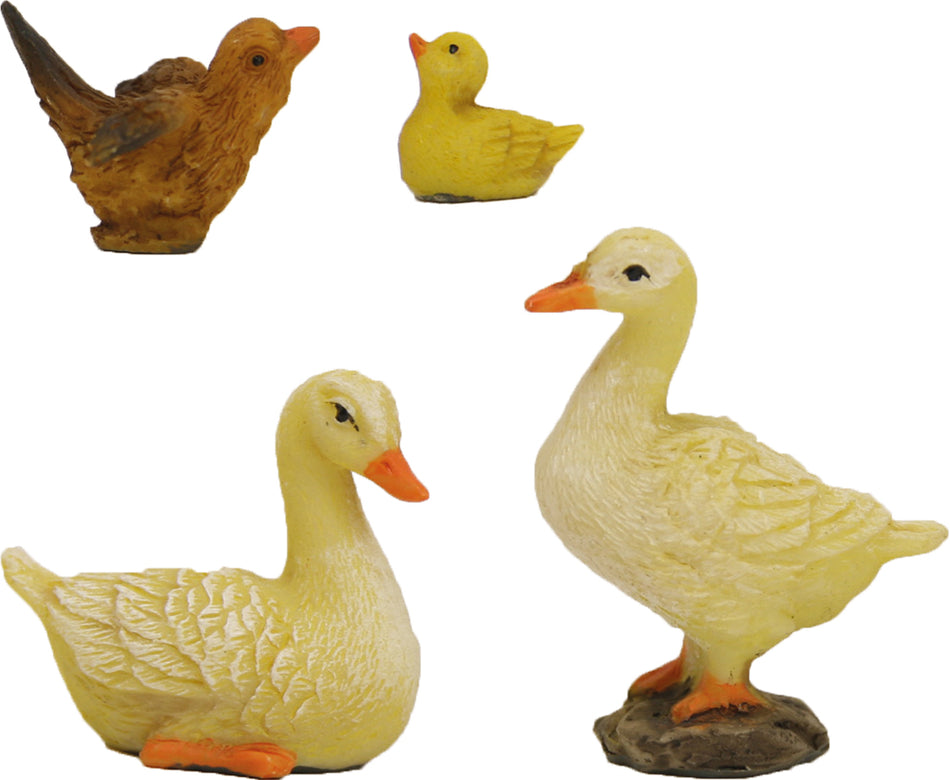 4x FADEDA Tiergruppe Enten   / Höhe:3 cm / handbemalt / detailgetreue Krippen Figuren - Weihnachten Tisch Dekoration Krippe Zubehör