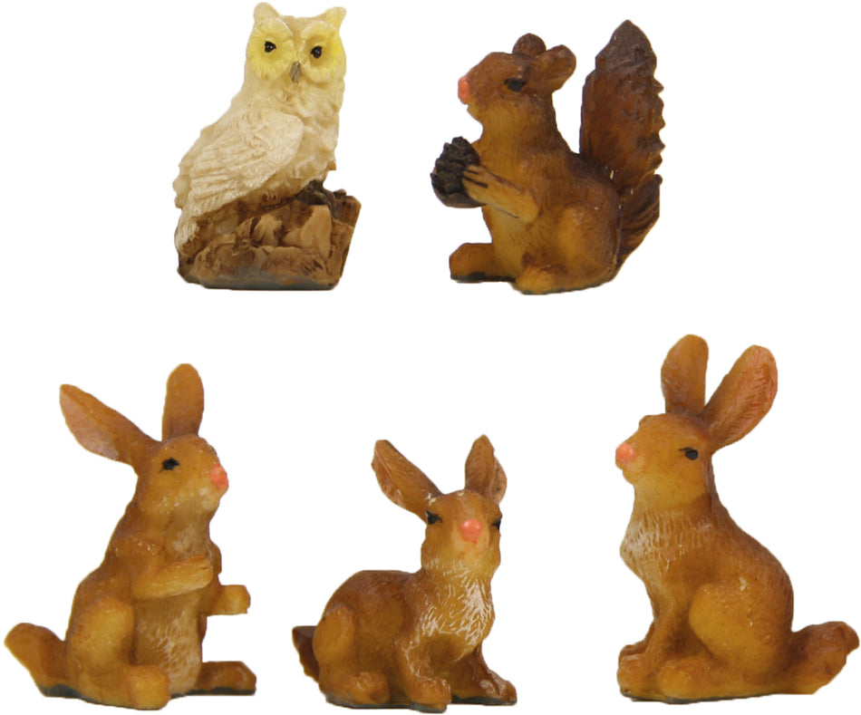 5x FADEDA Tierset Waldtiere   / Höhe:3 cm / handbemalt / detailgetreue Krippen Figuren - Weihnachten Tisch Dekoration Krippe Zubehör