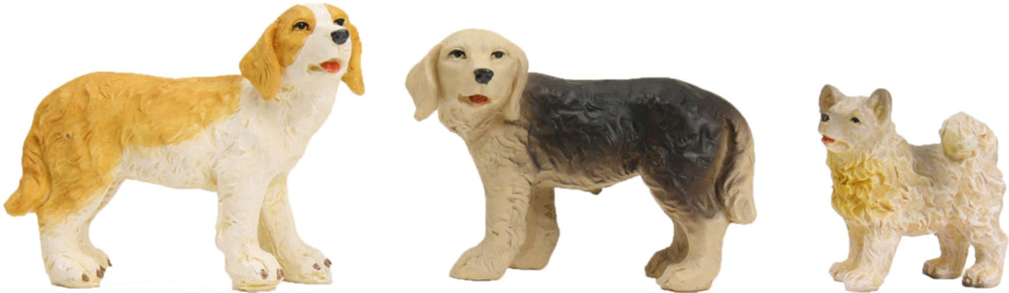 3x FADEDA Hunde   / Höhe:3 cm / handbemalt / detailgetreue Krippen Figuren - Weihnachten Tisch Dekoration Krippe Zubehör