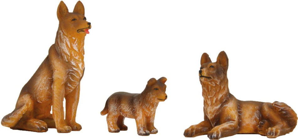 3x FADEDA Schäferhundfamilie   / Höhe:6 cm / handbemalt / detailgetreue Krippen Figuren - Weihnachten Tisch Dekoration Krippe Zubehör