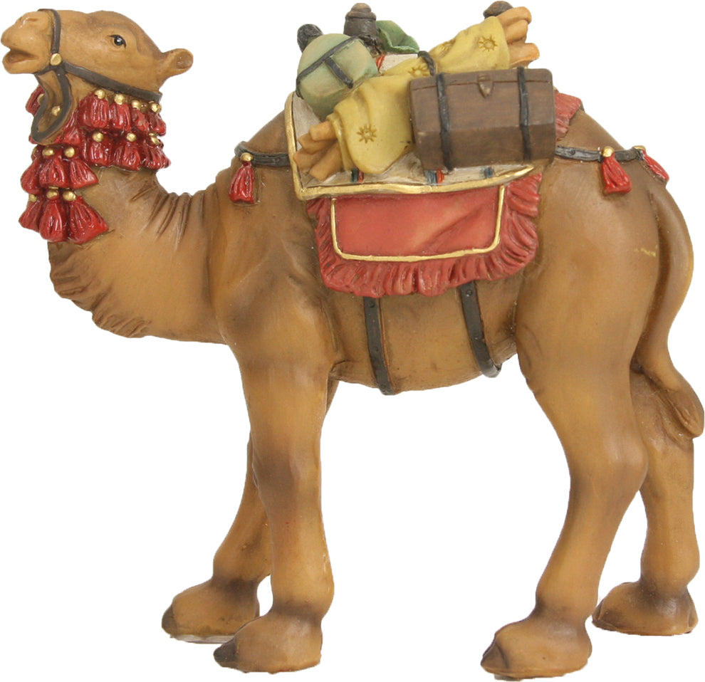 FADEDA Kamel mit Gepäck   / Höhe:12 cm / handbemalt / detailgetreue Krippen Figuren - Weihnachten Tisch Dekoration Krippe Zubehör