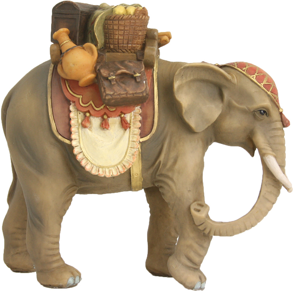 FADEDA Elefant mit Gepäck   / Höhe:16 cm / handbemalt / detailgetreue Krippen Figuren - Weihnachten Tisch Dekoration Krippe Zubehör