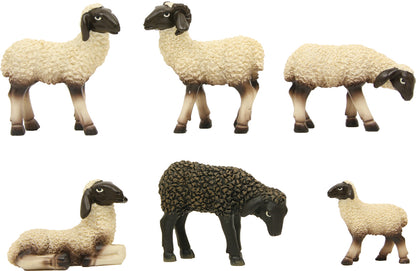 6x FADEDA Schwarznasen-Schafherde   / Höhe:6 cm / handbemalt / detailgetreue Krippen Figuren - Weihnachten Tisch Dekoration Krippe Zubehör