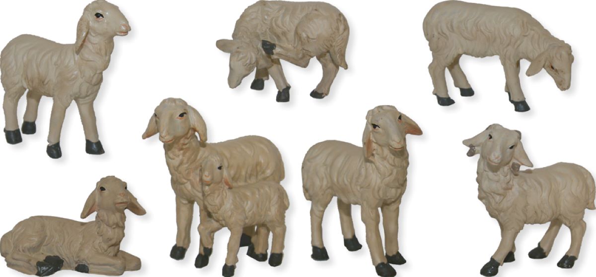 7x FADEDA Schafe   / Höhe:4 cm / handbemalt / detailgetreue Krippen Figuren - Weihnachten Tisch Dekoration Krippe Zubehör