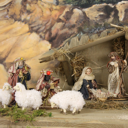 5x FADEDA Wollschafe   / Höhe:6 cm / handbemalt / detailgetreue Krippen Figuren - Weihnachten Tisch Dekoration Krippe Zubehör