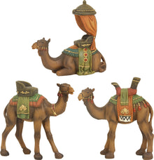 3x FADEDA Kamelgruppe   / Höhe:15 cm / handbemalt / detailgetreue Krippen Figuren - Weihnachten Tisch Dekoration Krippe Zubehör