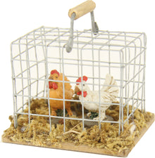 FADEDA Käfig mit Hühnern   / Höhe:5 cm / handbemalt / detailgetreue Krippen Figuren - Weihnachten Tisch Dekoration Krippe Zubehör