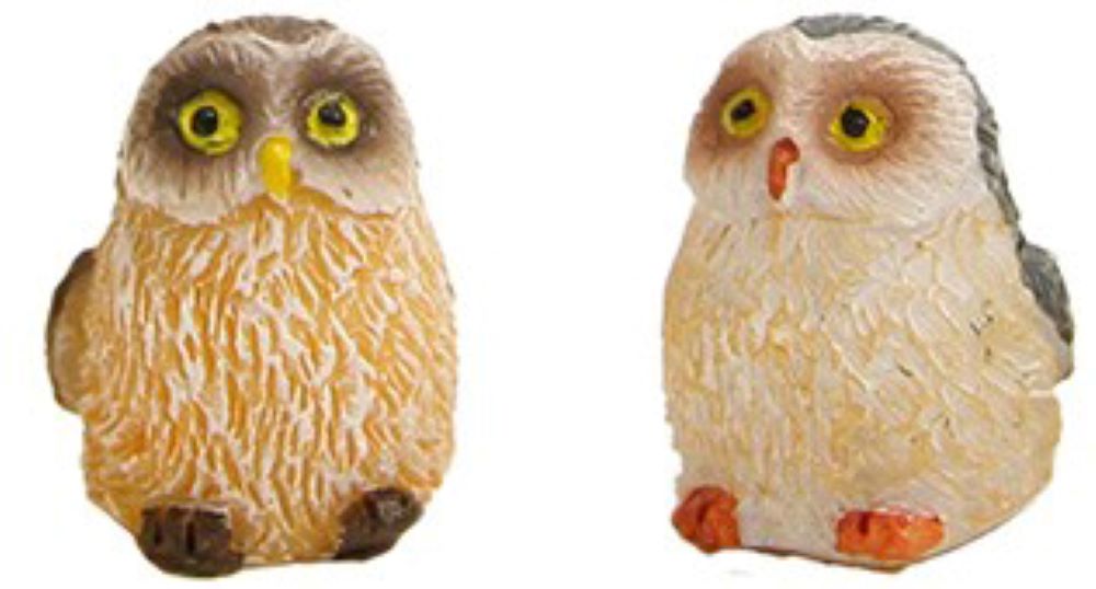 2x FADEDA Eulenset klein   / Höhe:2 cm / handbemalt / detailgetreue Krippen Figuren - Weihnachten Tisch Dekoration Krippe Zubehör