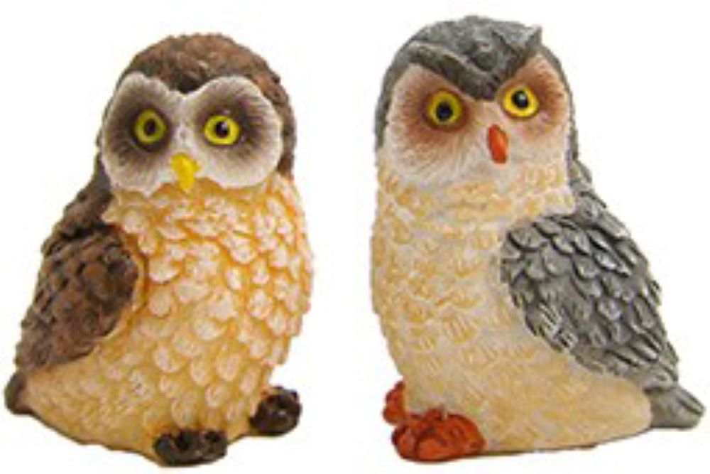 2x FADEDA Eulenset groß   / Höhe:3 cm / handbemalt / detailgetreue Krippen Figuren - Weihnachten Tisch Dekoration Krippe Zubehör