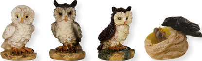 4x FADEDA Eulen mit Schwalbennest   / Höhe:3 cm / handbemalt / detailgetreue Krippen Figuren - Weihnachten Tisch Dekoration Krippe Zubehör