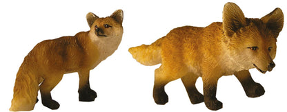 2x FADEDA Füchsin mit Jungfuchs  / Höhe:4 cm / handbemalt / detailgetreue Krippen Figuren - Weihnachten Tisch Dekoration Krippe Zubehör