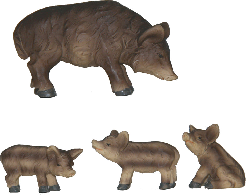 4x FADEDA Wildschweinfamilie  / Höhe:4 cm / handbemalt / detailgetreue Krippen Figuren - Weihnachten Tisch Dekoration Krippe Zubehör