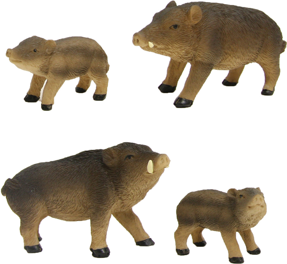 4x FADEDA Wildschweinfamilie  / Höhe:4 cm / handbemalt / detailgetreue Krippen Figuren - Weihnachten Tisch Dekoration Krippe Zubehör