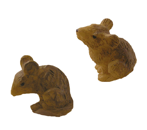 2x FADEDA Mäuse  / Höhe:2 cm / handbemalt / detailgetreue Krippen Figuren - Weihnachten Tisch Dekoration Krippe Zubehör