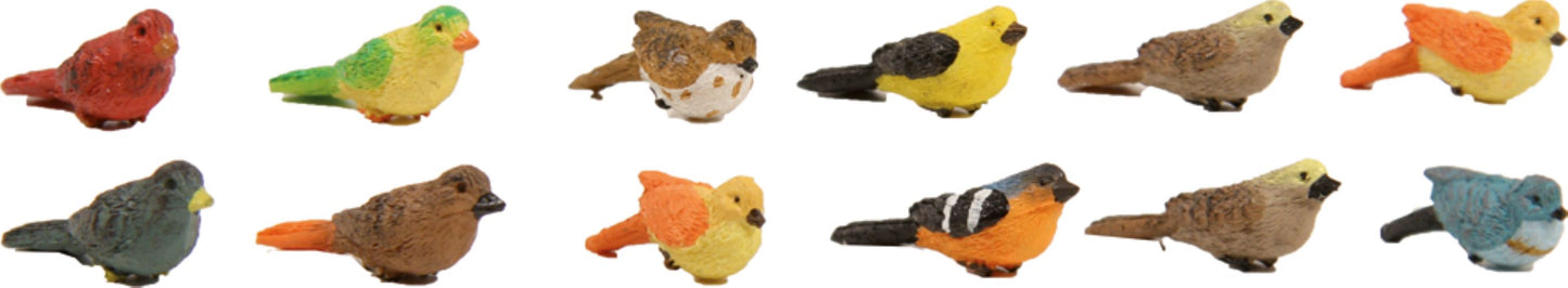 12x FADEDA Vogelset  / Höhe:2 cm / handbemalt / detailgetreue Krippen Figuren - Weihnachten Tisch Dekoration Krippe Zubehör