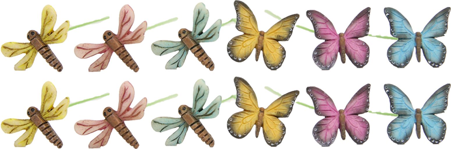 12x FADEDA Schmetterlings-Libellenset  / Höhe:2 cm / handbemalt / detailgetreue Krippen Figuren - Weihnachten Tisch Dekoration Krippe Zubehör