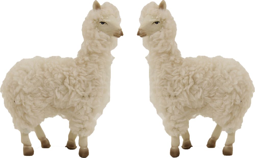 2x FADEDA Alpakas weiß / Höhe:9 cm / handbemalt / detailgetreue Krippen Figuren - Weihnachten Tisch Dekoration Krippe Zubehör