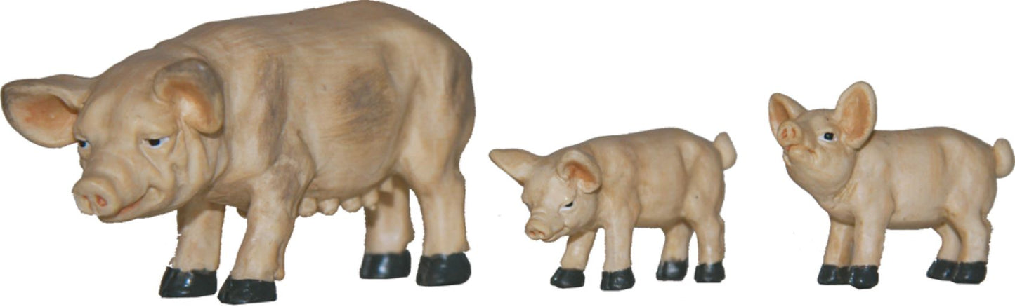 3x FADEDA Hausschweine  / Höhe:5 cm / handbemalt / detailgetreue Krippen Figuren - Weihnachten Tisch Dekoration Krippe Zubehör