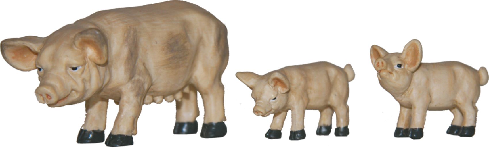 3x FADEDA Hausschweine  / Höhe:5 cm / handbemalt / detailgetreue Krippen Figuren - Weihnachten Tisch Dekoration Krippe Zubehör