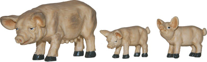 3x FADEDA Hausschweine  / Höhe:5 cm / handbemalt / detailgetreue Krippen Figuren - Weihnachten Tisch Dekoration Krippe Zubehör