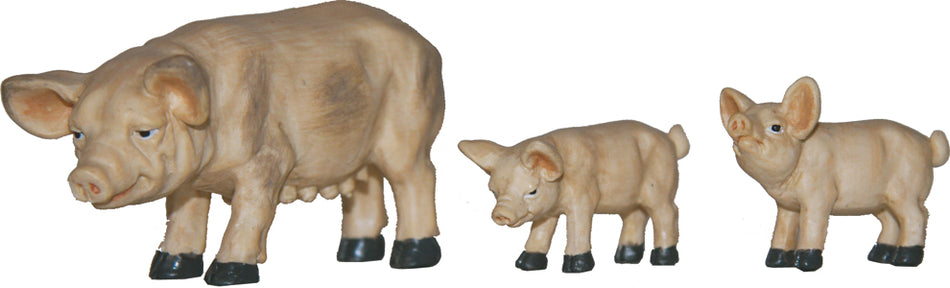 3x FADEDA Hausschweine  / Höhe:5 cm / handbemalt / detailgetreue Krippen Figuren - Weihnachten Tisch Dekoration Krippe Zubehör