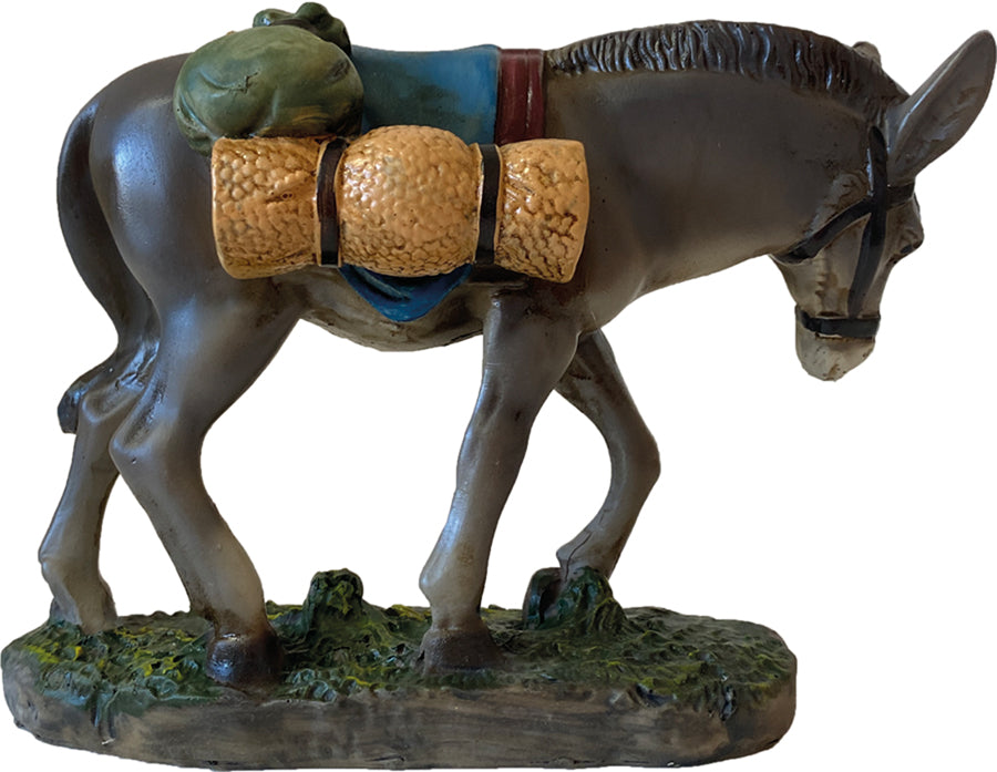 FADEDA Esel mit Gepäck / Höhe:6 cm / handbemalt / detailgetreue Krippen Figuren - Weihnachten Tisch Dekoration Krippe Zubehör