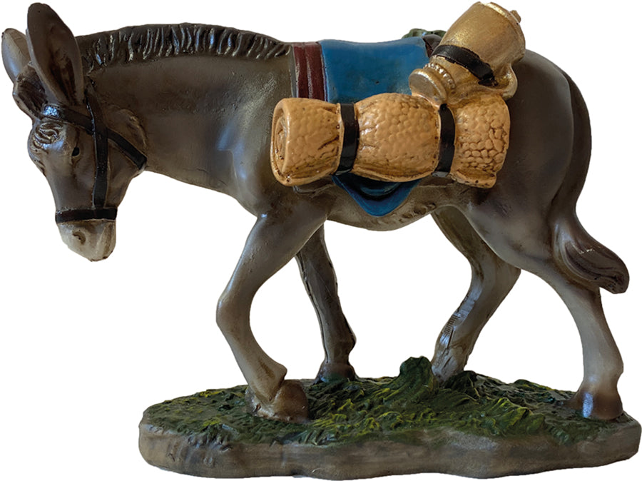 FADEDA Esel mit Gepäck / Höhe:6 cm / handbemalt / detailgetreue Krippen Figuren - Weihnachten Tisch Dekoration Krippe Zubehör