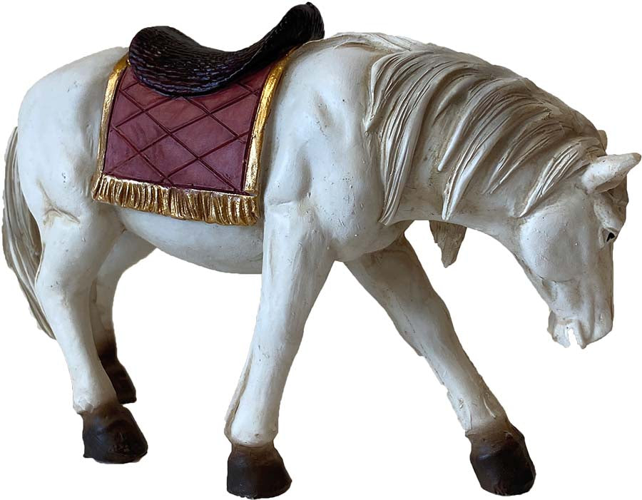 FADEDA Pferd weiß  / Höhe:9 cm / handbemalt / detailgetreue Krippen Figuren - Weihnachten Tisch Dekoration Krippe Zubehör
