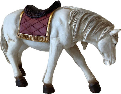 FADEDA Pferd weiß  / Höhe:9 cm / handbemalt / detailgetreue Krippen Figuren - Weihnachten Tisch Dekoration Krippe Zubehör