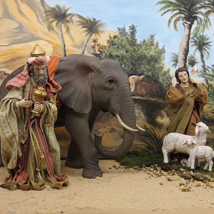 FADEDA Elefant  / Höhe:33 cm / handbemalt / detailgetreue Krippen Figuren - Weihnachten Tisch Dekoration Krippe Zubehör