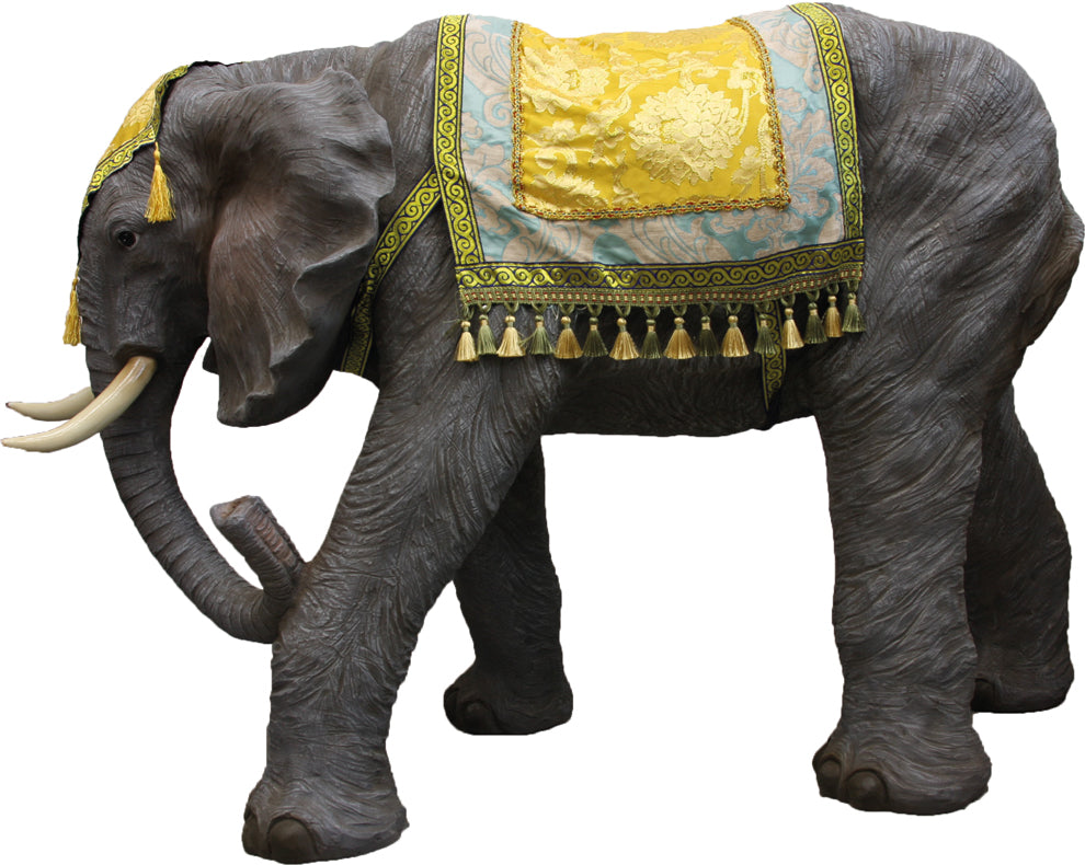 FADEDA Elefant mit Decke  / Höhe:76 cm / handbemalt / detailgetreue Krippen Figuren - Weihnachten Tisch Dekoration Krippe Zubehör