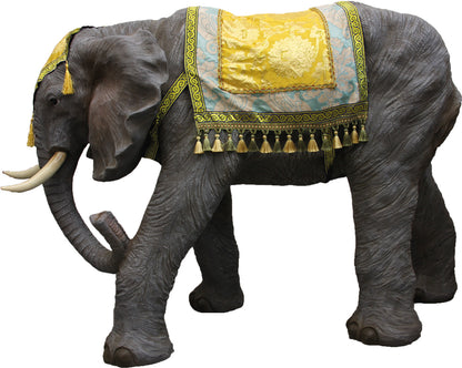 FADEDA Elefant mit Decke  / Höhe:53 cm / handbemalt / detailgetreue Krippen Figuren - Weihnachten Tisch Dekoration Krippe Zubehör