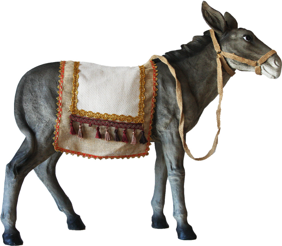 FADEDA Esel mit Decke  / Höhe:65 cm / handbemalt / detailgetreue Krippen Figuren - Weihnachten Tisch Dekoration Krippe Zubehör