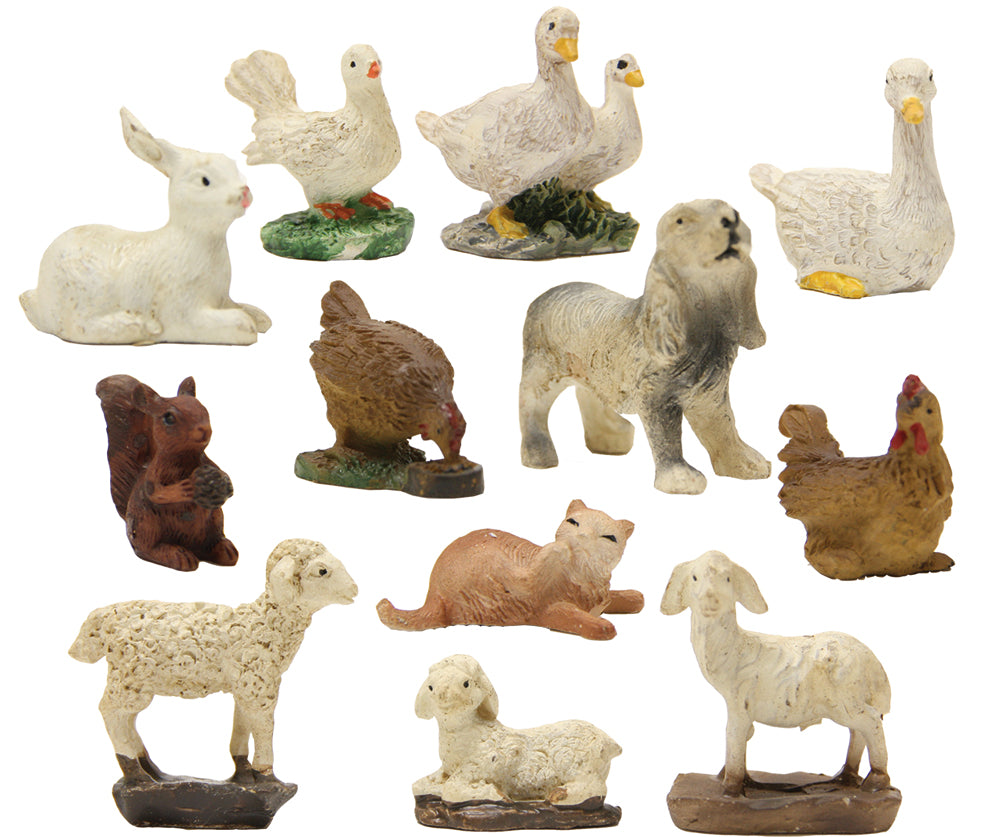 12x FADEDA Tierset  / Höhe:3 cm / handbemalt / detailgetreue Krippen Figuren - Weihnachten Tisch Dekoration Krippe Zubehör