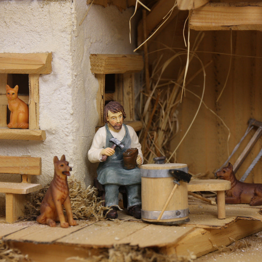 6x FADEDA Tierset, Hoftiere  / Höhe:4 cm / handbemalt / detailgetreue Krippen Figuren - Weihnachten Tisch Dekoration Krippe Zubehör