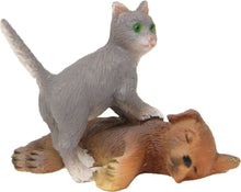 FADEDA Katze mit Hund / Höhe:4 cm / handbemalt / detailgetreue Krippen Figuren - Weihnachten Tisch Dekoration Krippe Zubehör