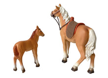 FADEDA Pferd mit Fohlen  / Höhe:12 cm / handbemalt / detailgetreue Krippen Figuren - Weihnachten Tisch Dekoration Krippe Zubehör