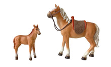 FADEDA Pferd mit Fohlen  / Höhe:12 cm / handbemalt / detailgetreue Krippen Figuren - Weihnachten Tisch Dekoration Krippe Zubehör