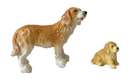 FADEDA Hund mit Welpe  / Höhe:3,8 cm / handbemalt / detailgetreue Krippen Figuren - Weihnachten Tisch Dekoration Krippe Zubehör