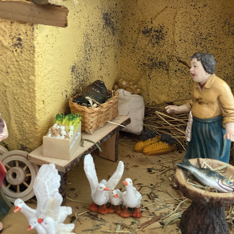 FADEDA Maus mit Käse und Mais  / Höhe:3,2 cm / handbemalt / detailgetreue Krippen Figuren - Weihnachten Tisch Dekoration Krippe Zubehör