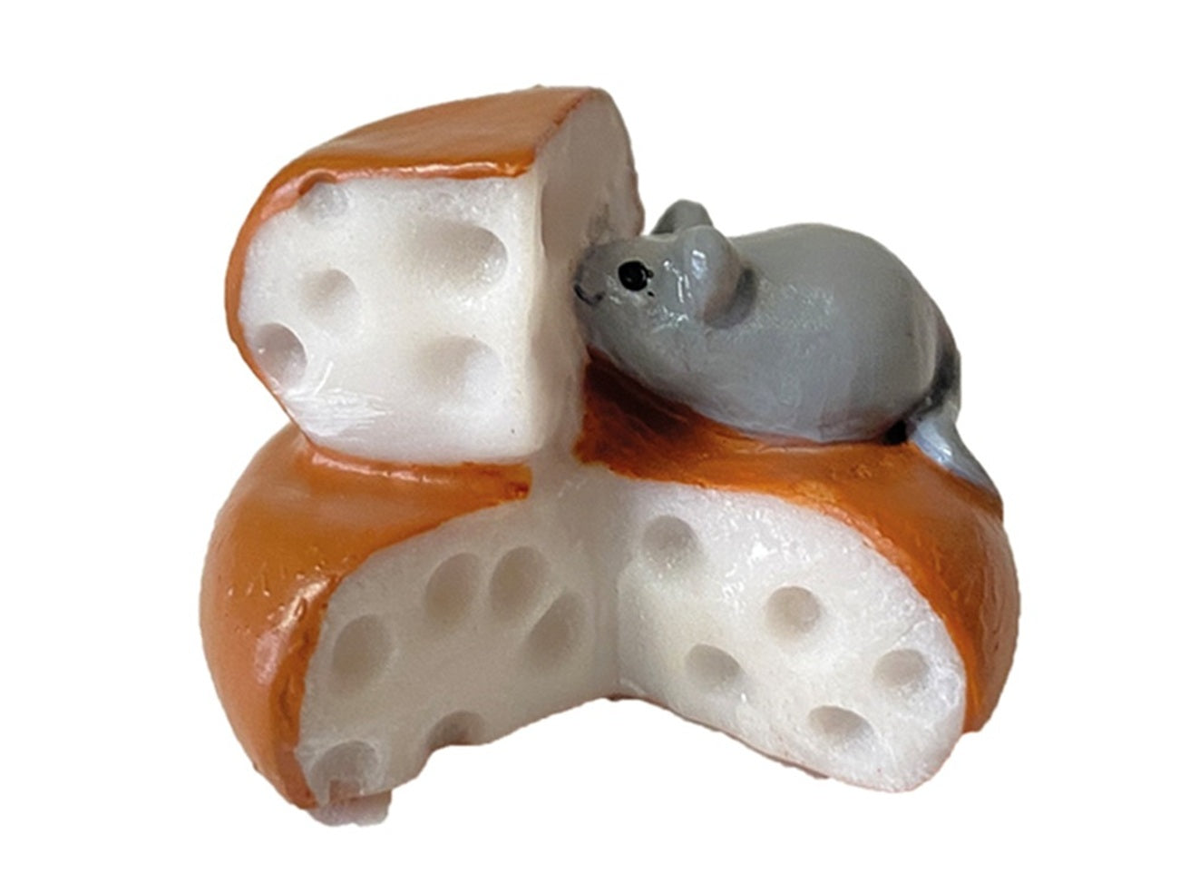 FADEDA Maus mit Käse  / Höhe:2 cm / handbemalt / detailgetreue Krippen Figuren - Weihnachten Tisch Dekoration Krippe Zubehör