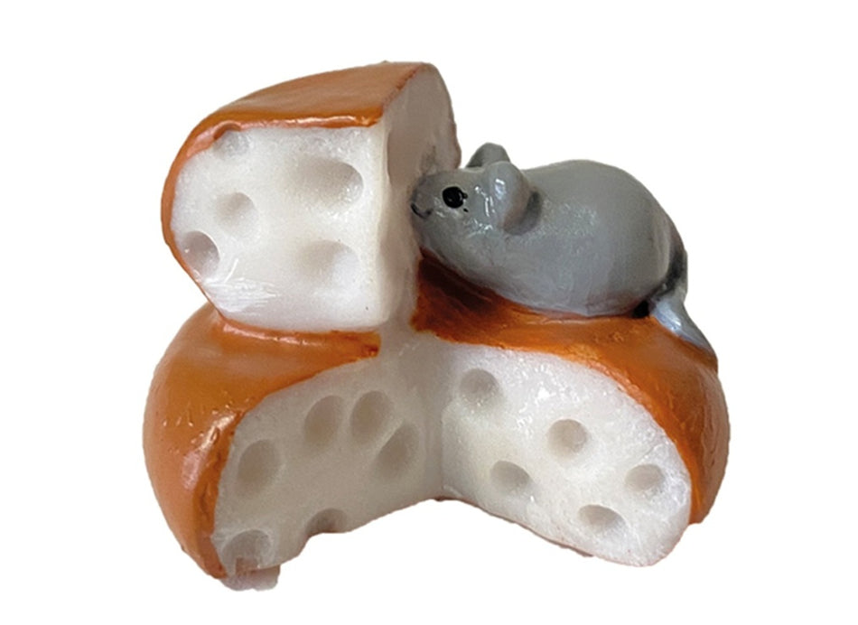 FADEDA Maus mit Käse  / Höhe:2 cm / handbemalt / detailgetreue Krippen Figuren - Weihnachten Tisch Dekoration Krippe Zubehör