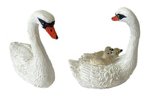 2x FADEDA Schwanenfamilie   / Höhe:3,6 cm / handbemalt / detailgetreue Krippen Figuren - Weihnachten Tisch Dekoration Krippe Zubehör