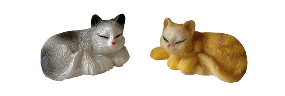 2x FADEDA Katzen / Höhe:2,5 cm / handbemalt / detailgetreue Krippen Figuren - Weihnachten Tisch Dekoration Krippe Zubehör