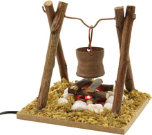 FADEDA Feuerstelle mit Kupferkübel, LED  / Höhe:9 cm / handbemalt / detailgetreue Krippen Figuren - Weihnachten Tisch Dekoration Krippe Zubehör