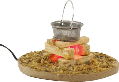 FADEDA Scheiterhaufen mit Kessel, LED  / Höhe:5 cm / handbemalt / detailgetreue Krippen Figuren - Weihnachten Tisch Dekoration Krippe Zubehör
