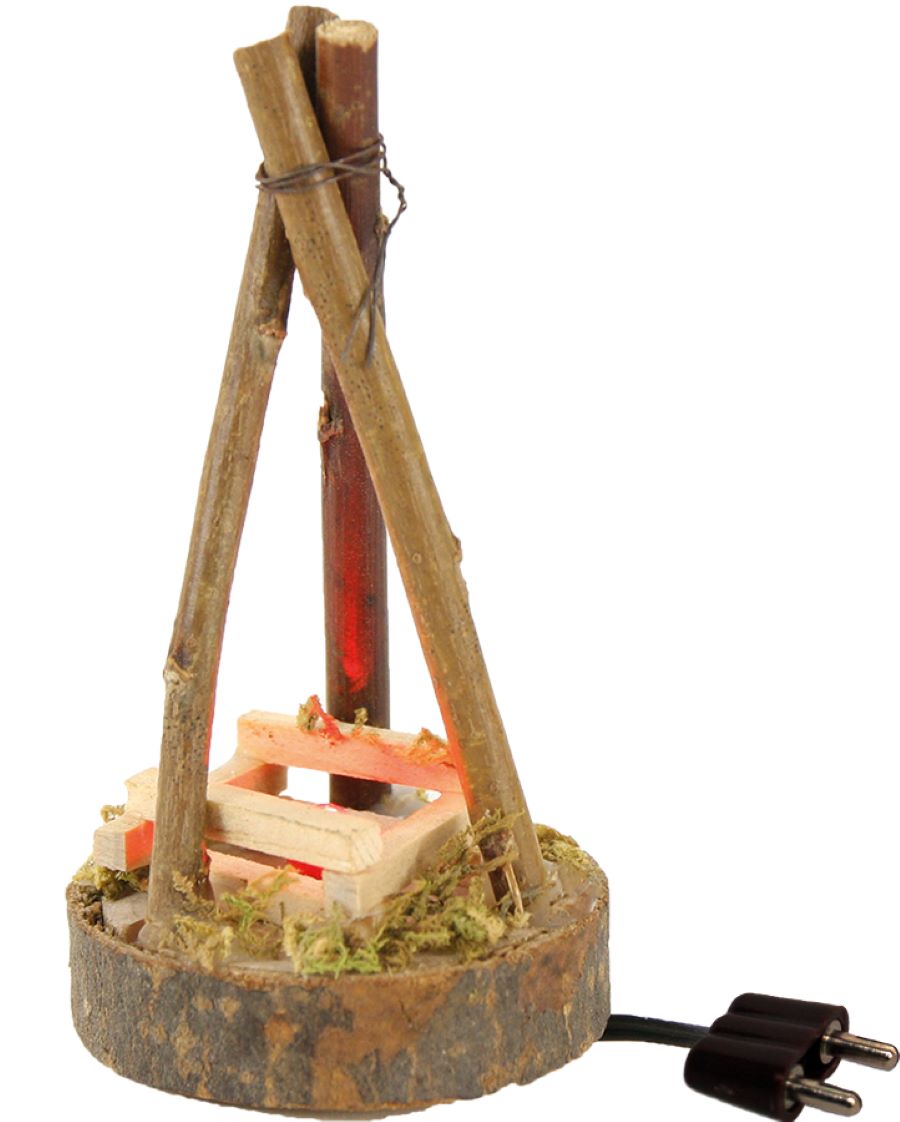 FADEDA Lagerfeuer Astgabel, LED  / Höhe:7 cm / handbemalt / detailgetreue Krippen Figuren - Weihnachten Tisch Dekoration Krippe Zubehör